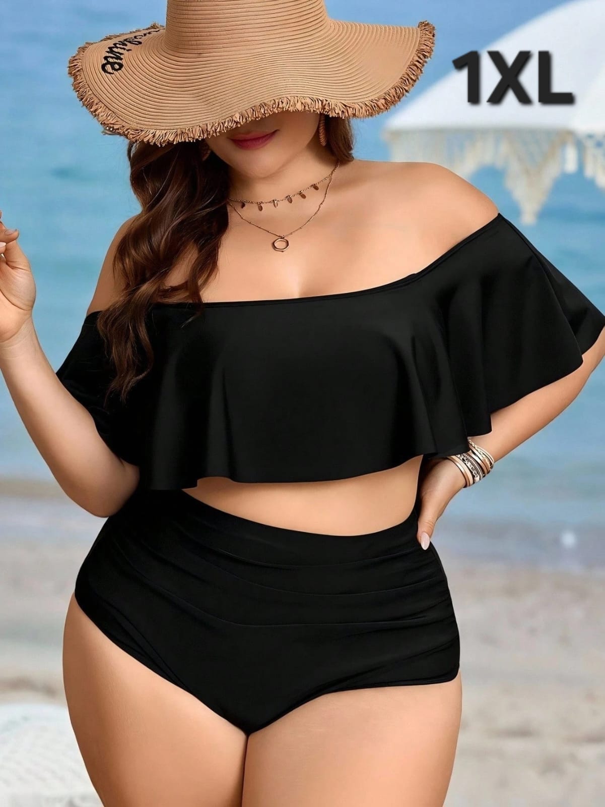 Traje de Baño Negro 2 Pzas -  Stretch -  Talla 1XL