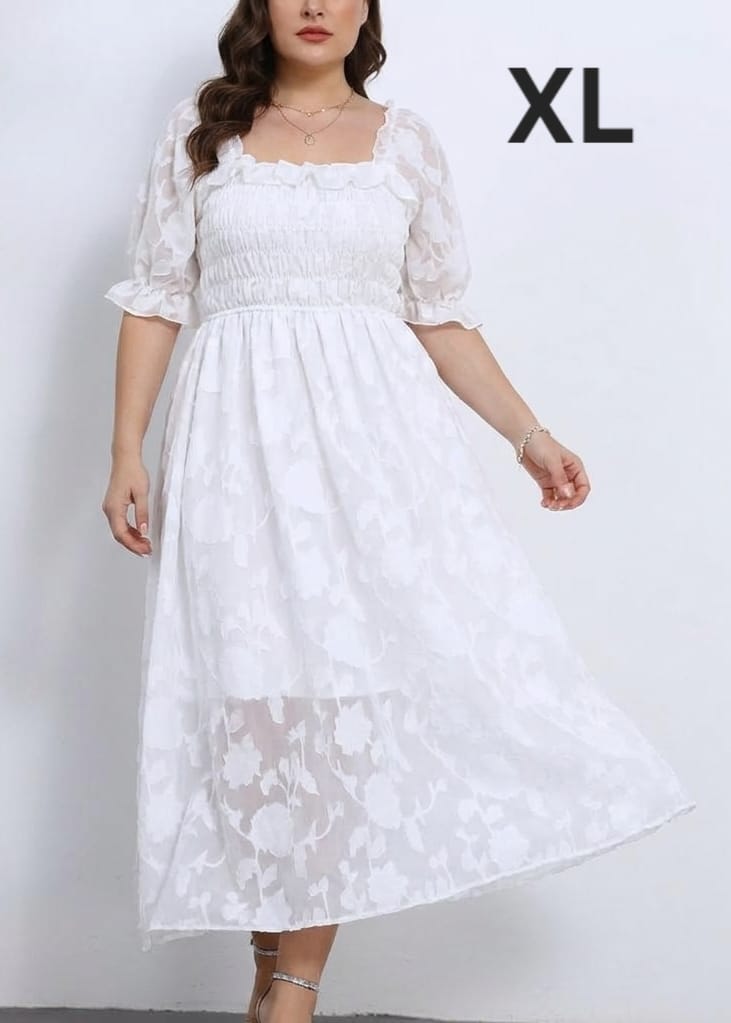 Vestido Blanco - Stretch - Talla XL