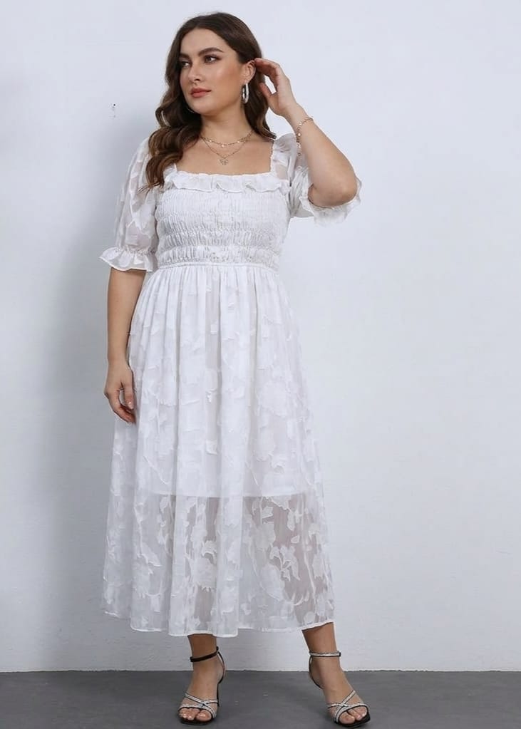 Vestido Blanco - Stretch - Talla XL