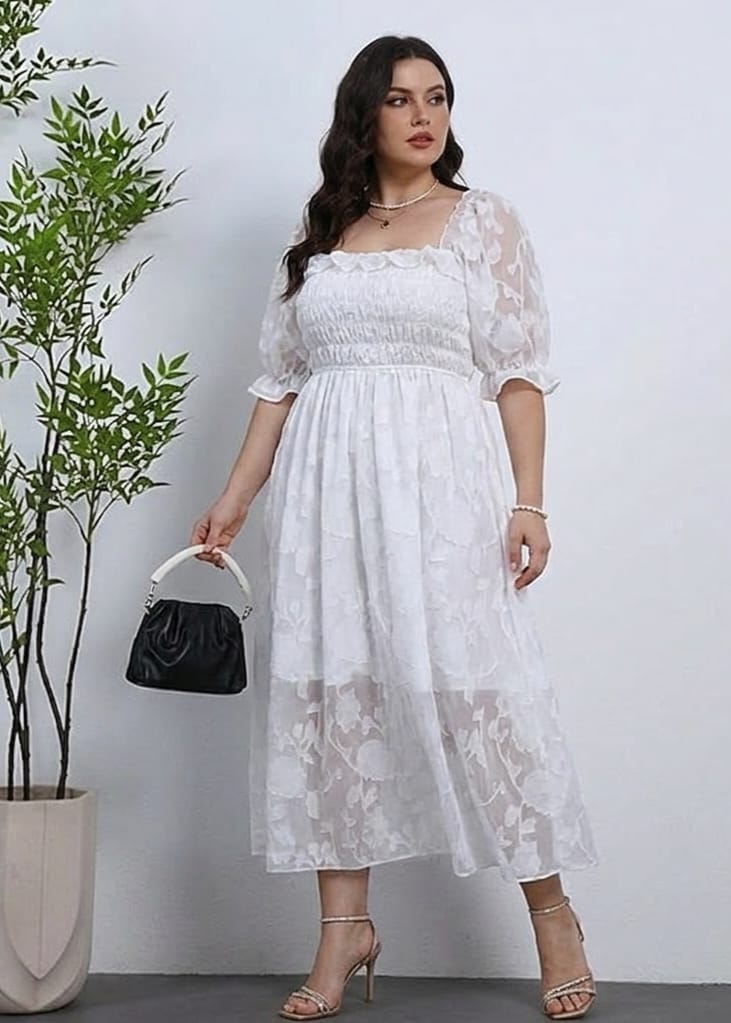 Vestido Blanco - Stretch - Talla XL