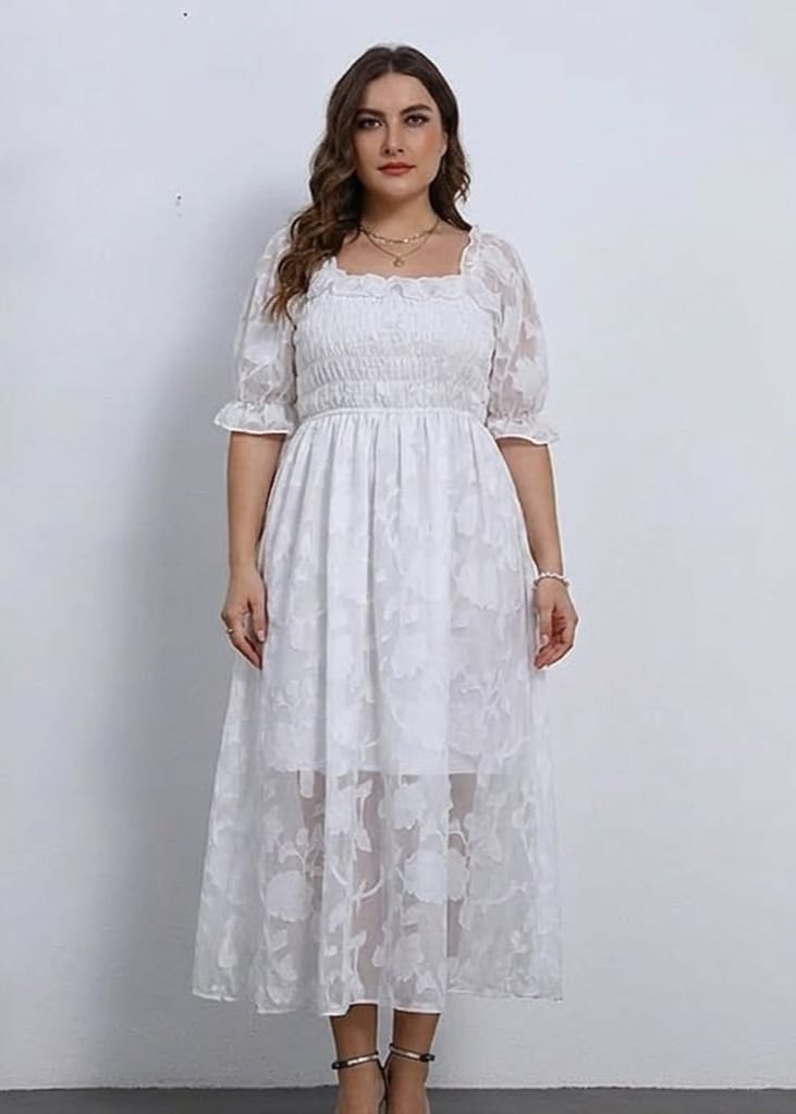 Vestido Blanco - Stretch - Talla XL