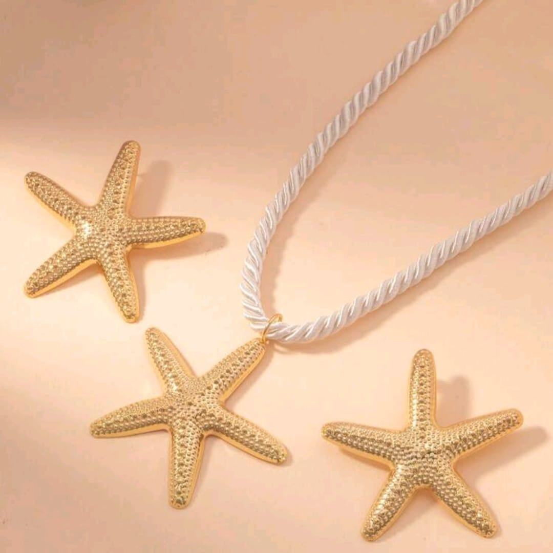 Set Collar & Aretes de Playa - Dorado