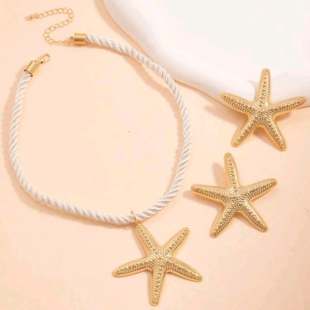 Set Collar & Aretes de Playa - Dorado