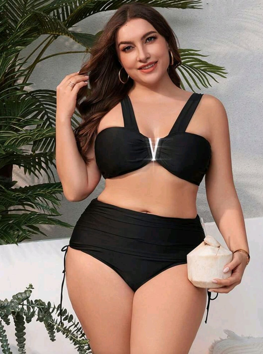 Traje de Baño Negro 2 Pzas -  Stretch  -  Talla XL
