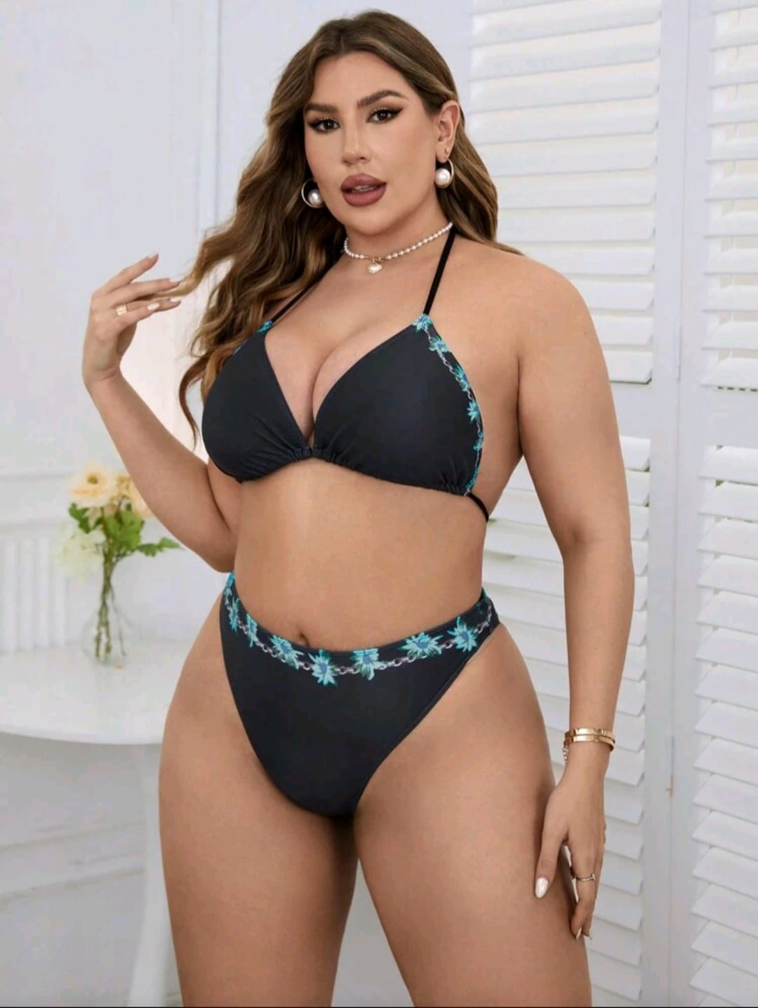Traje de Baño Negro con Salida de Baño 3 Pzas  -  Stretch -  Talla XL