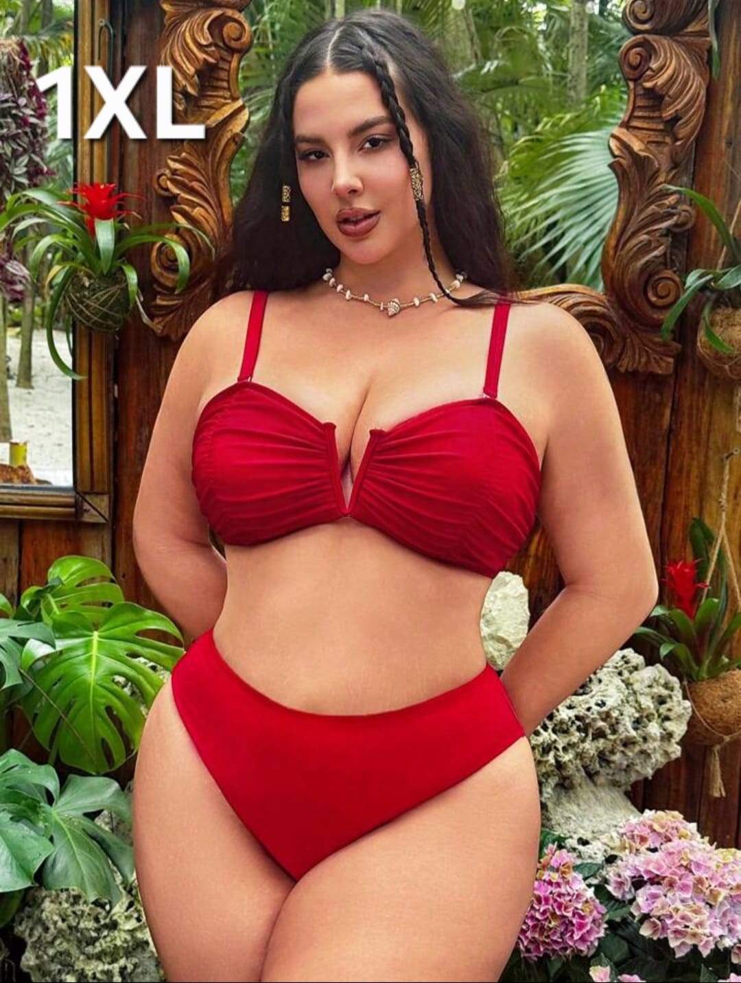 Traje de Baño Rojo 2 Pzas -  Stretch -  Talla 1XL