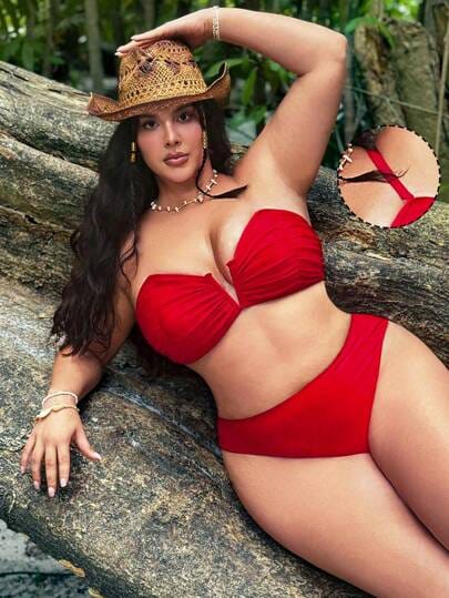 Traje de Baño Rojo 2 Pzas -  Stretch -  Talla 1XL