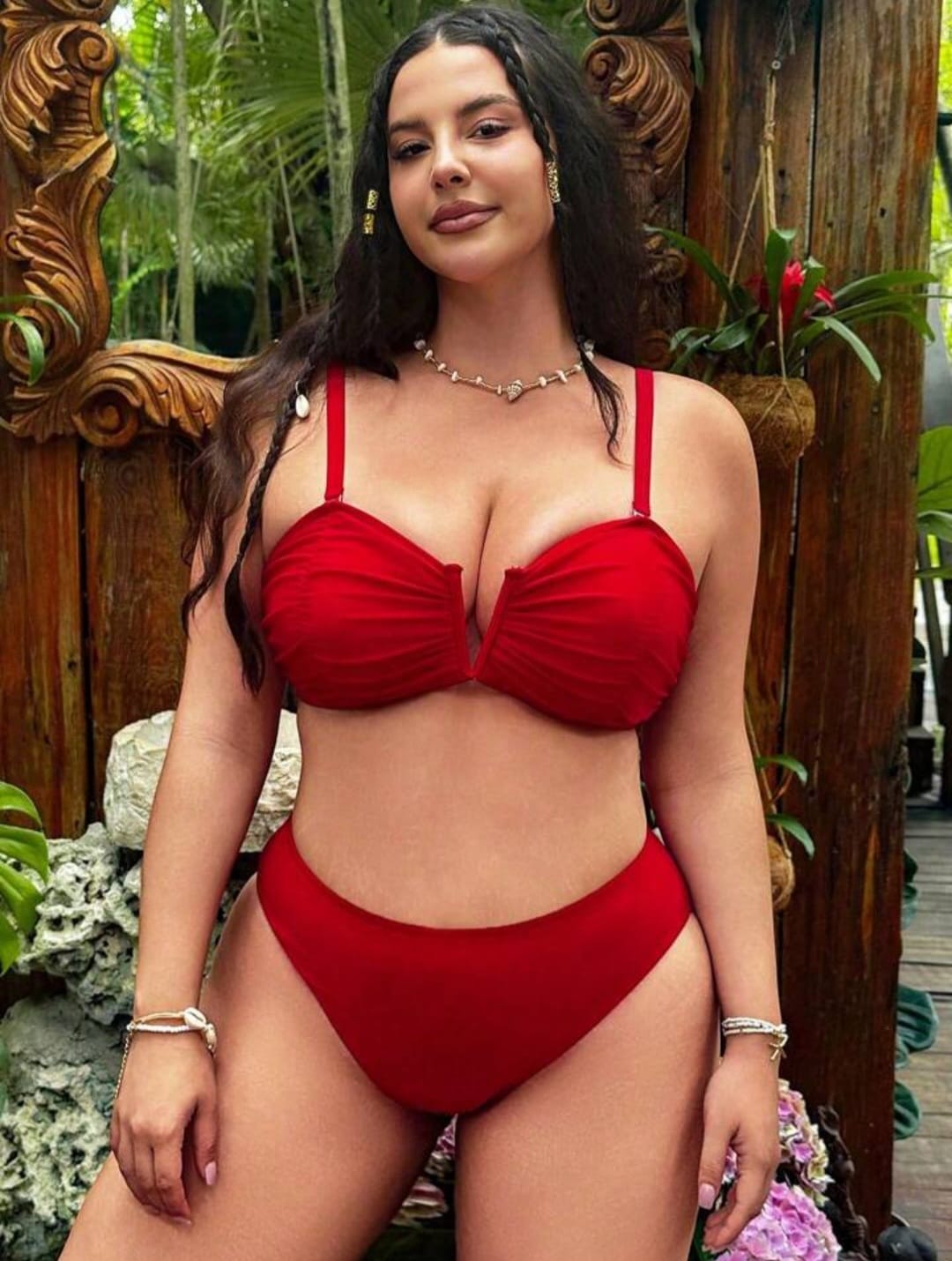 Traje de Baño Rojo 2 Pzas -  Stretch -  Talla 1XL