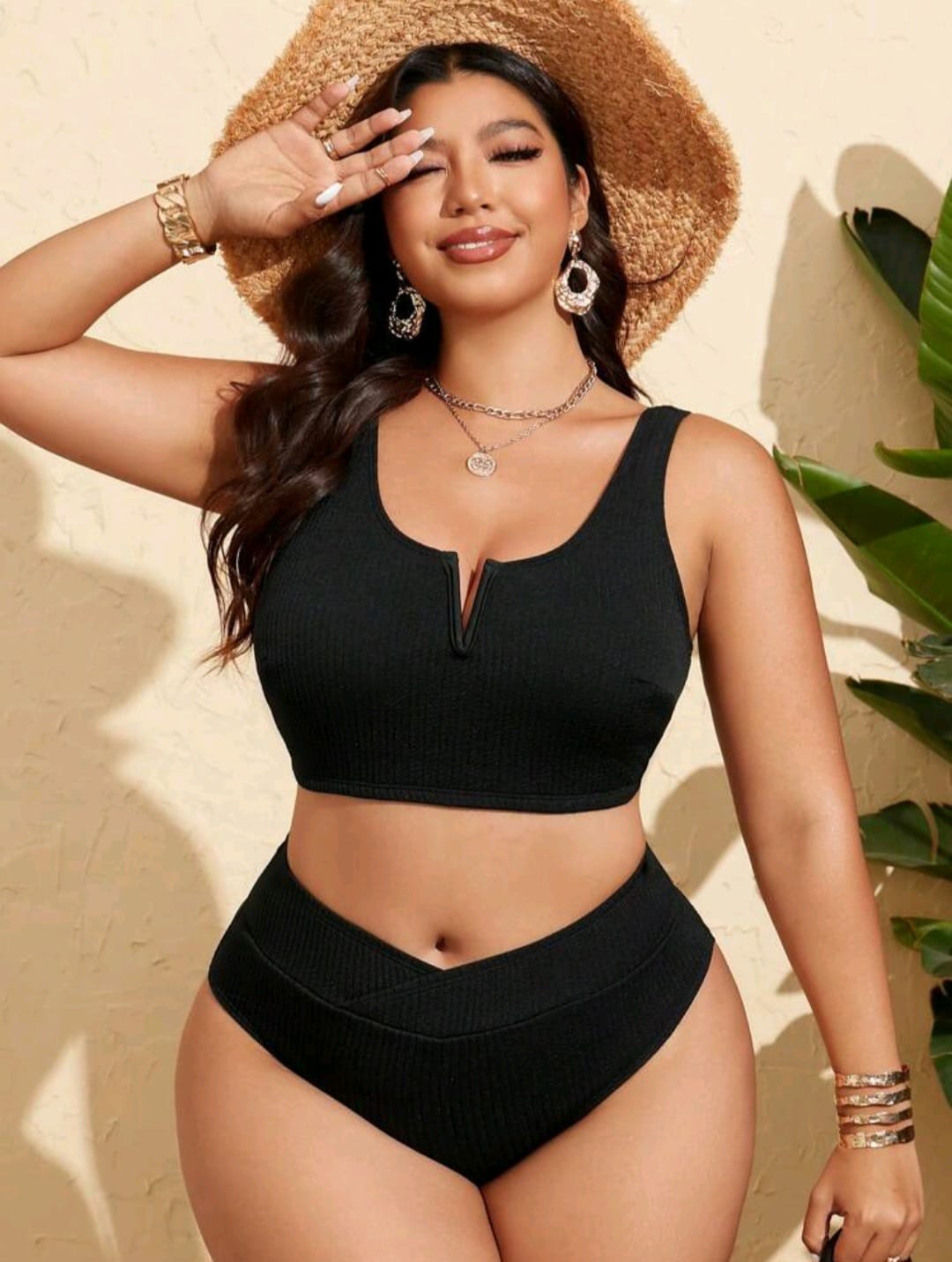 Traje de Baño Negro 2 Pzas -  Stretch -  Talla 2XL