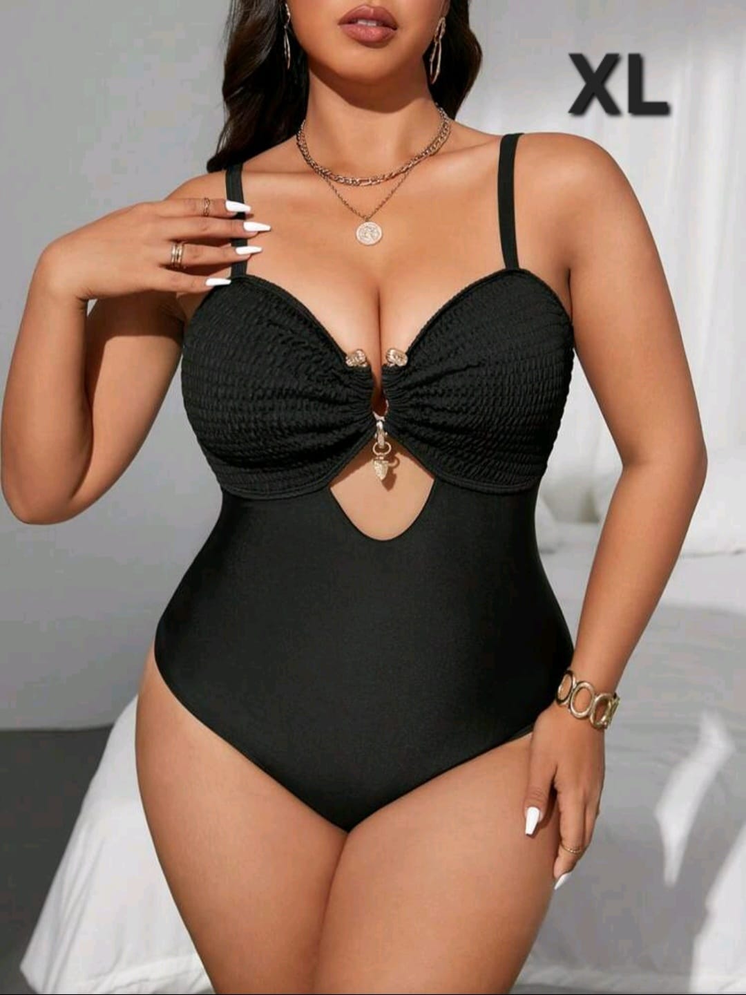 Traje de Baño Negro 1 Pza -  Stretch -  Talla XL