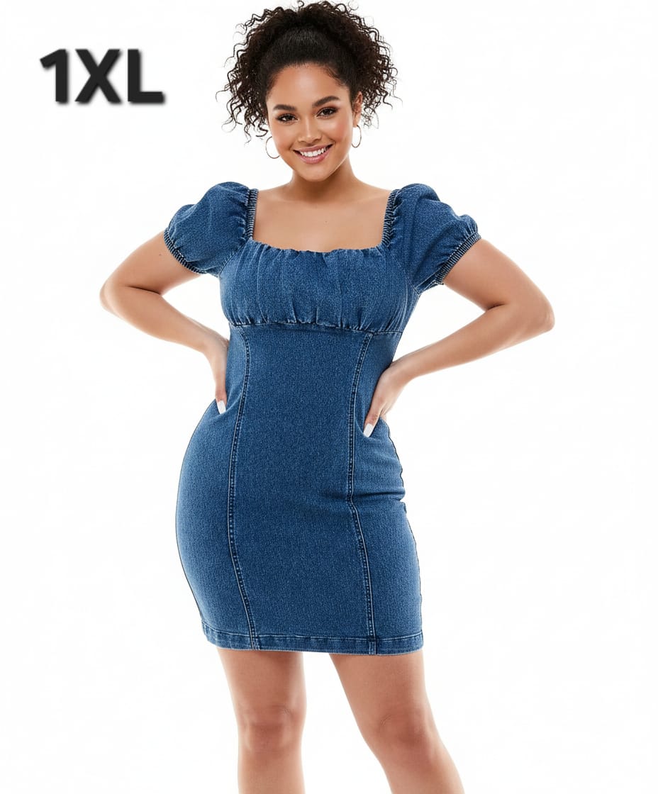 Vestido Tipo Jean - Denim Stretch - Talla 1XL