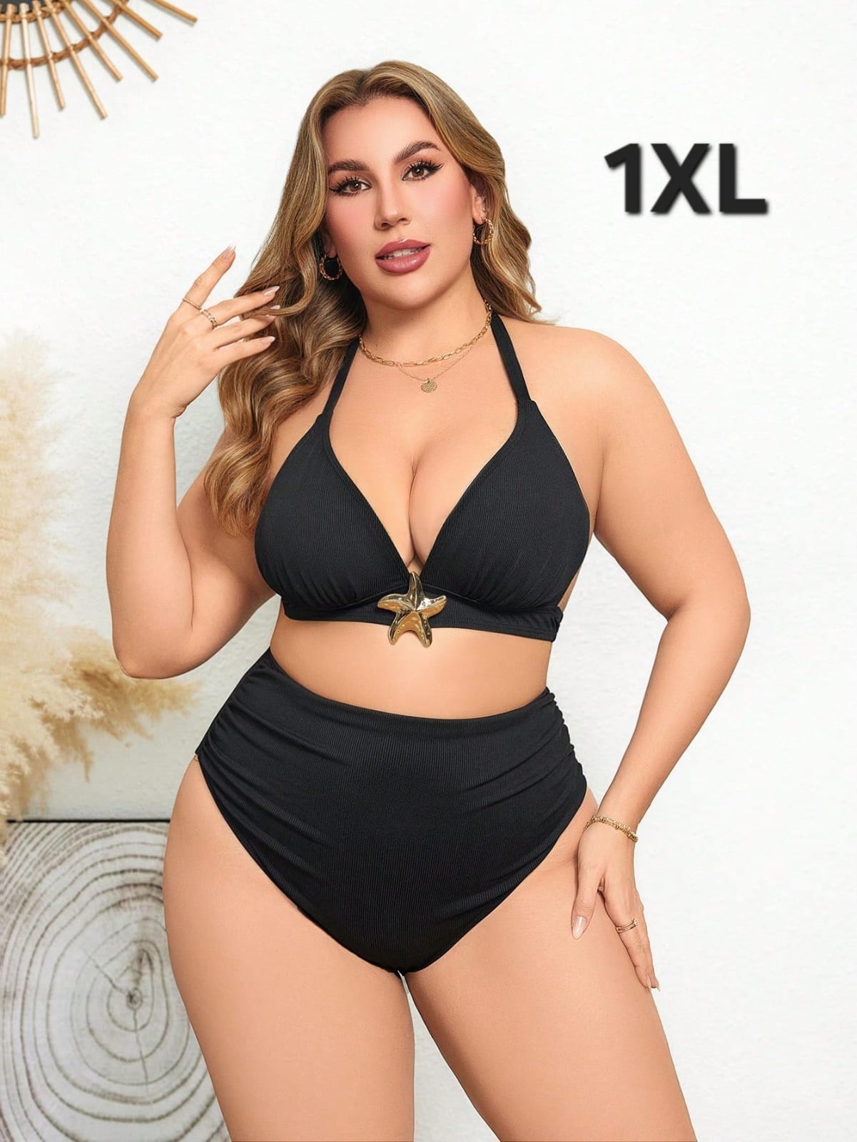 Traje de Baño Negro 2 Pzas -  Stretch -  Talla 1XL (Copia)