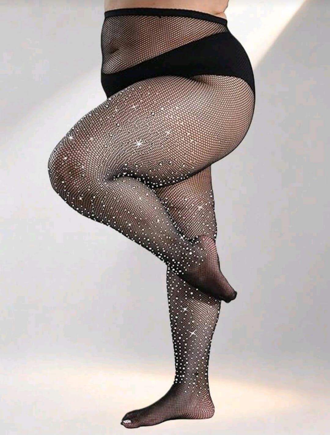 Medias en Red con Brillitos - Color Negro - Unitalla XL-2XL