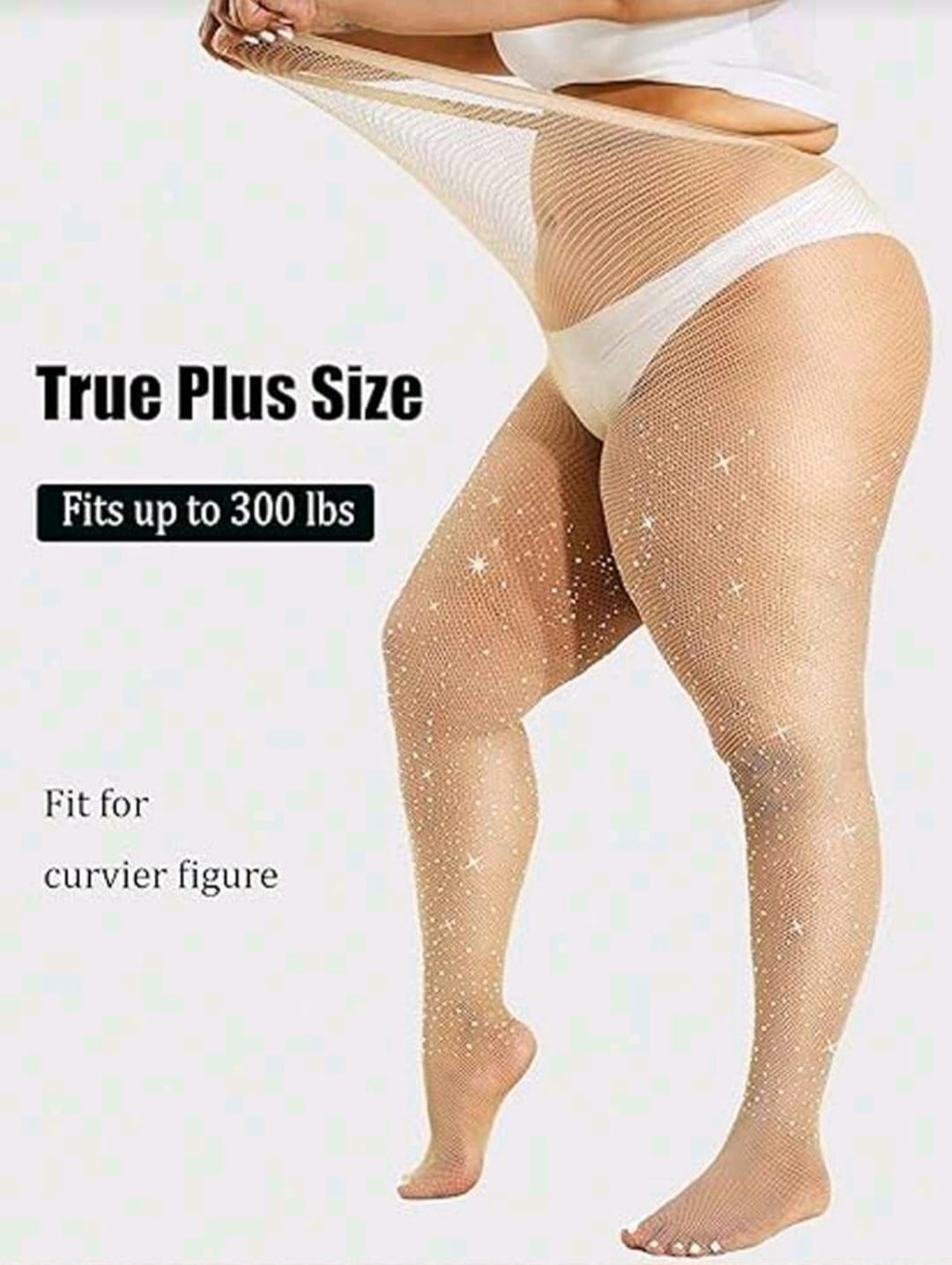 Medias en Red con Brillitos - Color Piel - Unitalla XL-2XL