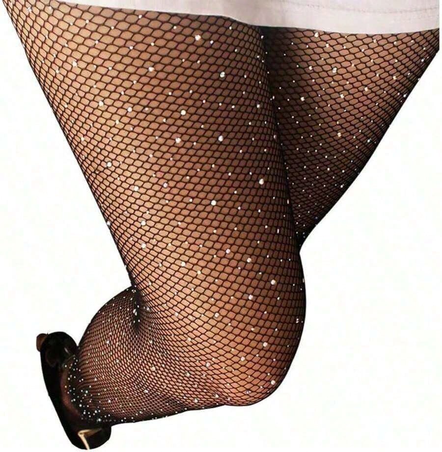 Medias en Red con Brillitos - Color Negro - Unitalla XL-2XL