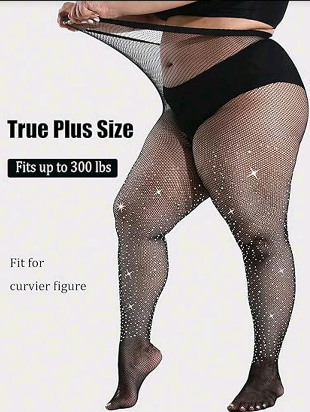 Medias en Red con Brillitos - Color Negro - Unitalla XL-2XL