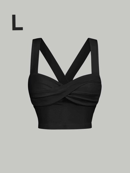 Crop Top Negro - Stretch -  Talla L