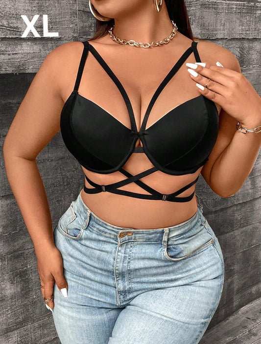 Crop Top Negro para usar con Transparencias - Poco Strech -  Talla XL