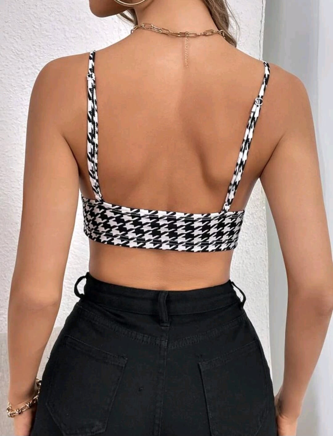 Crop Top Pata de Gallo  - Stretch -  Talla XL