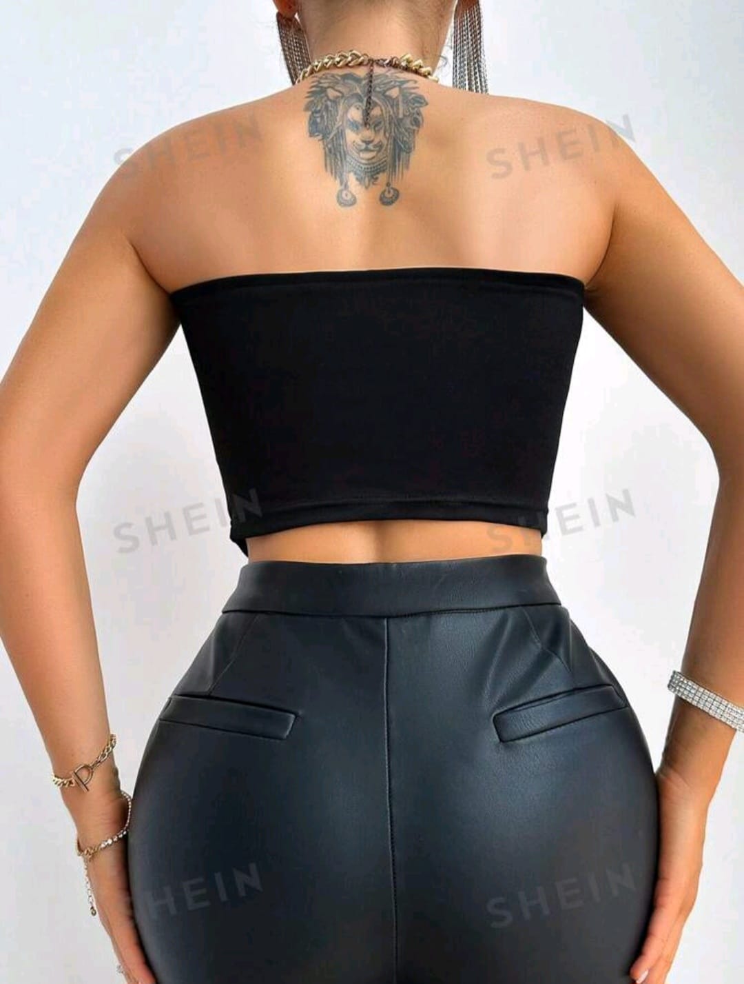 Crop Top Negro Escoge - Stretch -  Talla XL