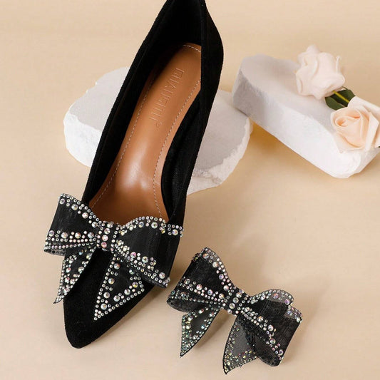 Clip para Zapatos - Chongo Negro con Rhinestones