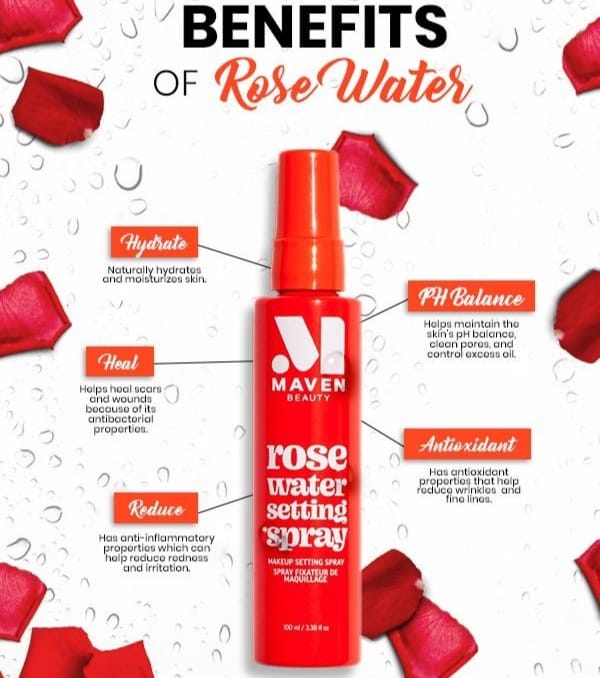 Maven Beauty Rose Water Setting Spray 100ml-  Fijador de Maquillaje a base de Rosas