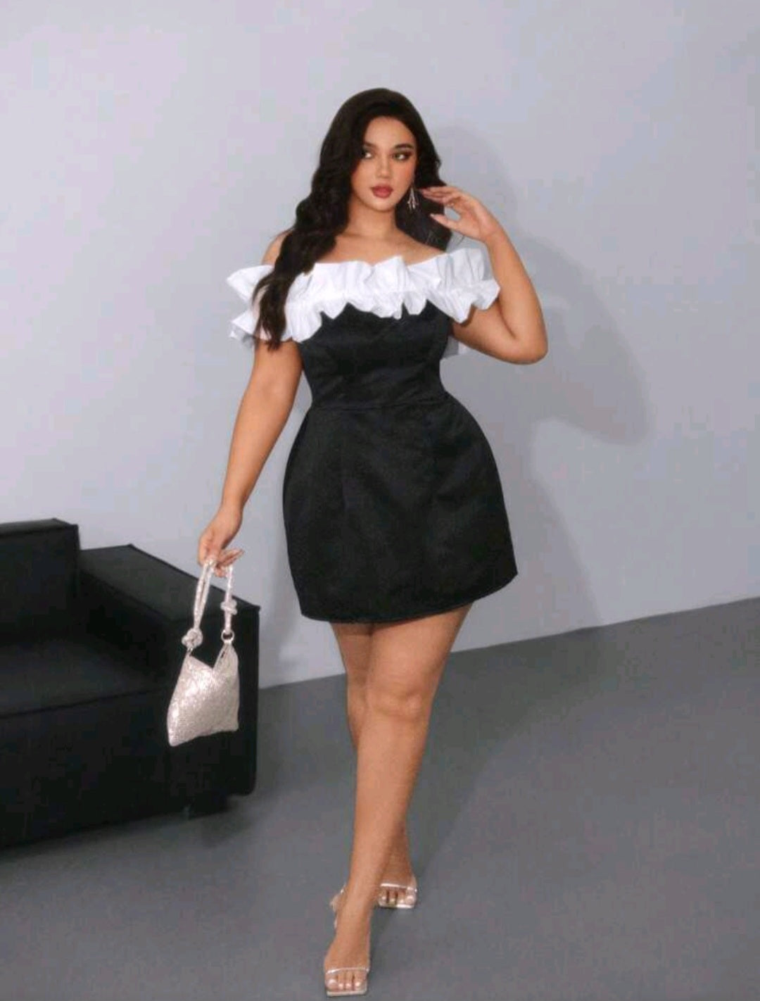 Vestido Negro y Blanco - Poco Stretch - Talla 1XL