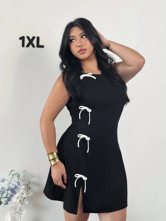 Vestido Doble Tono Negro/Blanco - Stretch - Talla 1XL