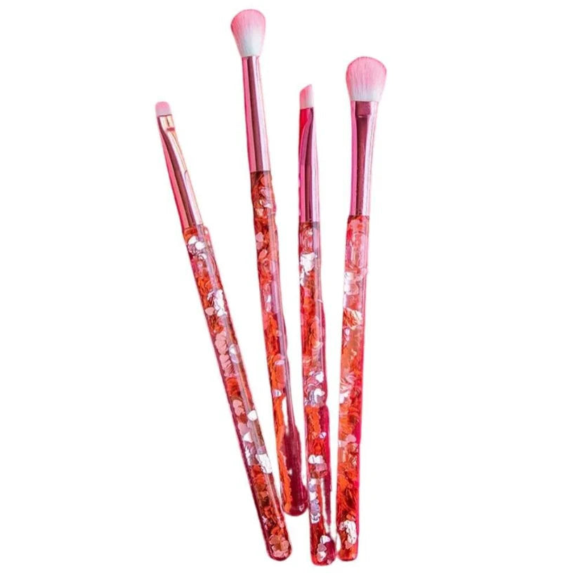 GLAMIERRE Pink Luxe Glitter Eye Brush Collection 4 brushes - Set de Brochas para Ojos con Estuche